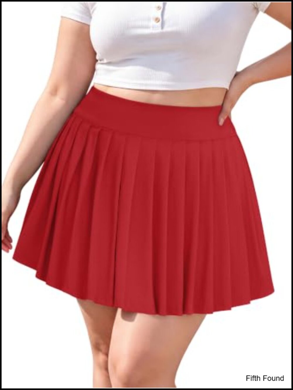 Plus Size Pleated Tennis Skirt Built-in Shorts Pockets High Rise Skort